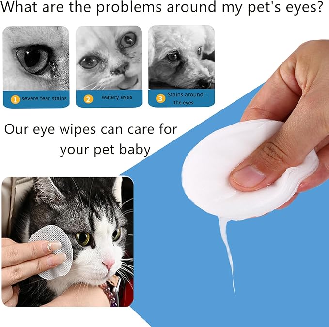 Dog Eye Wipes130Count,Natural Plant Ingredients,Effectively Removes Eye Dirt,Eye Secretions,Mucus Secretions,Improve Tear Stains,Suitable for Daily Cleaning and Care of Cats and Dogs Eye Wipes