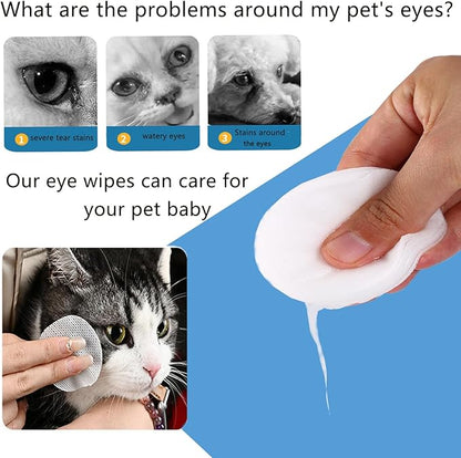 Dog Eye Wipes130Count,Natural Plant Ingredients,Effectively Removes Eye Dirt,Eye Secretions,Mucus Secretions,Improve Tear Stains,Suitable for Daily Cleaning and Care of Cats and Dogs Eye Wipes