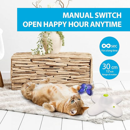 AFP Interactive Cat Toy, Butter-Fly Interactive for Indoor Cats, Flutter Bug Cat Toys, Flutter Rotating Kitten Toys with 2 Replacements