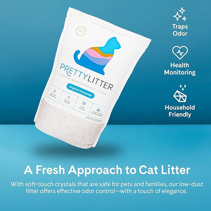PrettyLitter Health Monitoring Cat Litter (Unscented, Non Clumping) | Lightweight & Low Tracking, Color Changing Silica Gel Crystals, Advanced Odor Control — 6 Lbs, Pack of 2 (Two Month Supply)