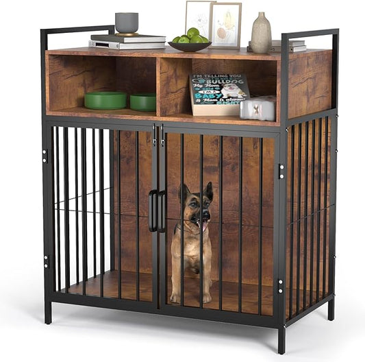 aboxoo 32/40 Inches Furniture Style Dog Crate for Medium Small Dog,Indoor Dog Kennels with Drawers Storage(Rustic Brown)