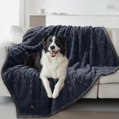 Waterproof Pet Blanket, Liquid Pee Proof Dog Blankets for Sofa Bed Couch, Reversible Sherpa Fleece Furniture Protector Cover for Small Medium Large Dogs Cats,Dark Grey Largeï¼65" x 57"ï¼