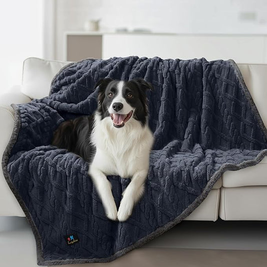 Waterproof Pet Blanket, Liquid Pee Proof Dog Blankets for Sofa Bed Couch, Reversible Sherpa Fleece Furniture Protector Cover for Small Medium Large Dogs Cats,Dark Grey Largeï¼65" x 57"ï¼