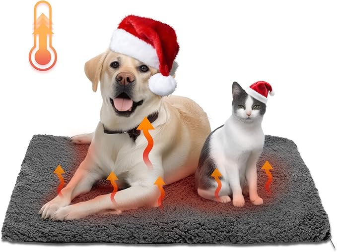 Nobleza Self Heating Pet Pad, Super Soft Thermal Dog Crate Bed Mat for Sleeping, Washable Anti-Slip Self Warming Cat Kennel Pad for Small Medium Large Cats Dogs Indoor Outdoor (Darkgray, L)