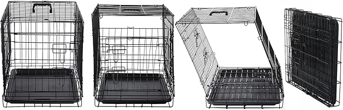 DONORO Dog Crates Kit for Small Size Dogs Indoor with Dog Crate Cover, Double Door Dog Kennels & Houses for Puppy and Cats, Collapsible Metal Contour Dog Cages (30-Inch Kit)
