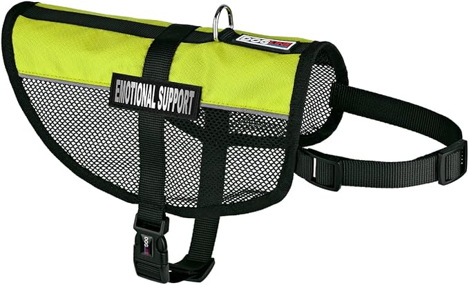 Dogline MaxAire Multi-Purpose Mesh Vest for Dogs and 2 Removable Emotional Support Patches, Medium, Green