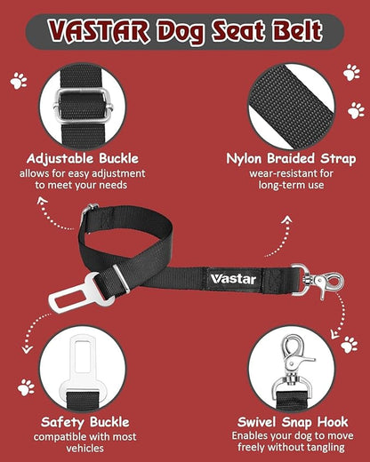 Vastar 2 Packs Adjustable Pet Dog Cat Car Seat Belt Safety Leash Vehicle Seatbelt Harness