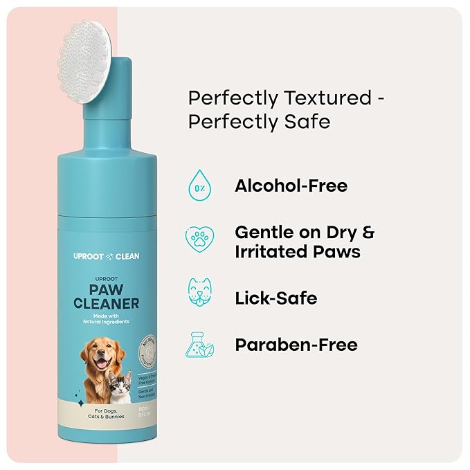 Uproot Clean Dog Paw Cleaner - No-Rinse Paw Cleaner for Dogs - Easy Dog Paw Washer with Bristle Brush - Fragrance-Free Dog Foot Washer for Home and On-the-Go - Hypoallergenic & Safe for All Dogs