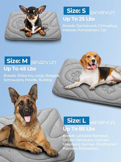 Dog Cooling Mat, Reversible Cool & Warm Pet Orthopedic Pad, Thick Mat for Summer & Winter, Machine Washable, Portable for Crate, Kennel, Bed, Floor, Sofa, Car (Cool Grey, Small: 24" x 18")