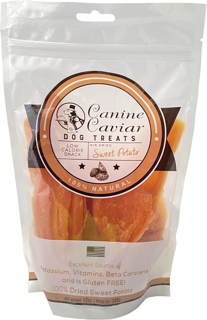 Canine Caviar - Dried Sweet Potato Dog Treats, Low Calorie, Healthy Rawhide Alternative, Gluten-Free (12 oz)