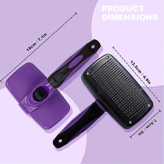 YINGFAN Self Cleaning Slicker Brush for Dogs, Skin Friendly Dog Brush for Shedding, Deshedding Dog Brush for Long Haired and Short Haired Dogs (Purple)