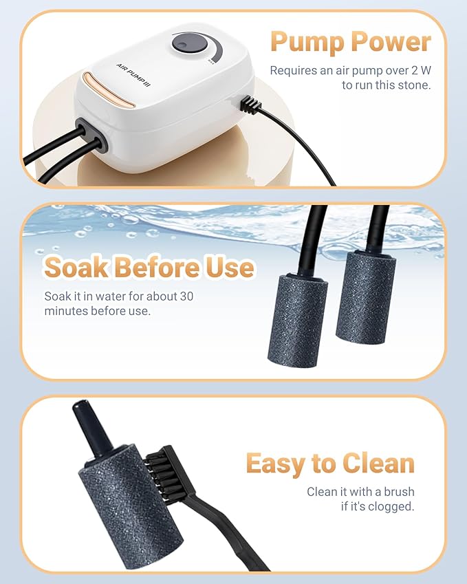 12 Pack 0.99 Inch Aquarium Air Stones, Long Lasting Aerator Oxygen Diffuser Aquarium Bubble Stone, Air Pump Accessories for Aquariums, Fish Tanks, Hydroponics, Ponds