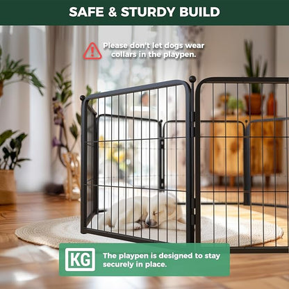 FXW Homeplus Dog Playpen for Indoor Use - Stress-Free and Safe Play, Heavy Duty 24 Inch 6 Panels Dog Pen for Puppies and Small Dogs, Black_atented