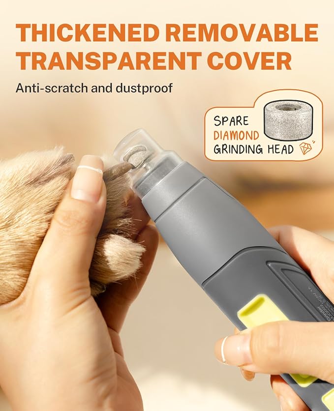 Toozey Dog Nail Grinder for Large Dogs, Real 12,000 RPM & 3-Speed, with Dust Cap and LED Light, Professional Electric Dog Nail Trimmer for Medium & Small Dogs, USB Rechargeable Pet Toenail Grinder