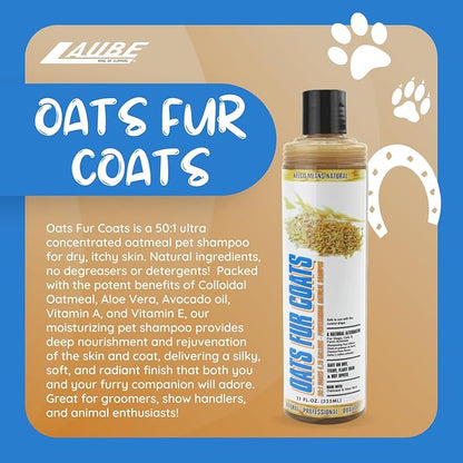 Kelco by Laube Deep Cleaning Pet Shampoo - Oats Fur Coats Oatmeal Shampoo for Itchy Dry Skin - Natural, Hypoallergenic, Biodegradable Formula for Dogs, Cats, and Pets (50:1 Concentrated, 11 fl oz)