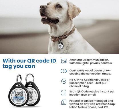 3 Pack Dog Tags Personalized, QR Code Pet ID Tags for Dog Collar, Online Profile, Scan Location Alerts, Black