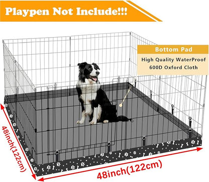 Dog Playpen Square Bottom Pad Fits for 48 Inch 8 Panels Metal Exercise Pet Playpen, Dog Crate Pad Puppy Playpen Pad, Elastic Buckles Connections.(Note: Playpen Not Included) -Black