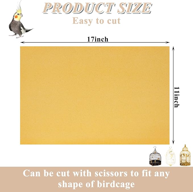50 PCS Gravel Liner Paper for Bird Cage 11 x 17 Inch Bird Cage Paper Liners Gravel Liner Paper Birdcage Paper Cage Liner for Birdcage Parrots Cockatiels