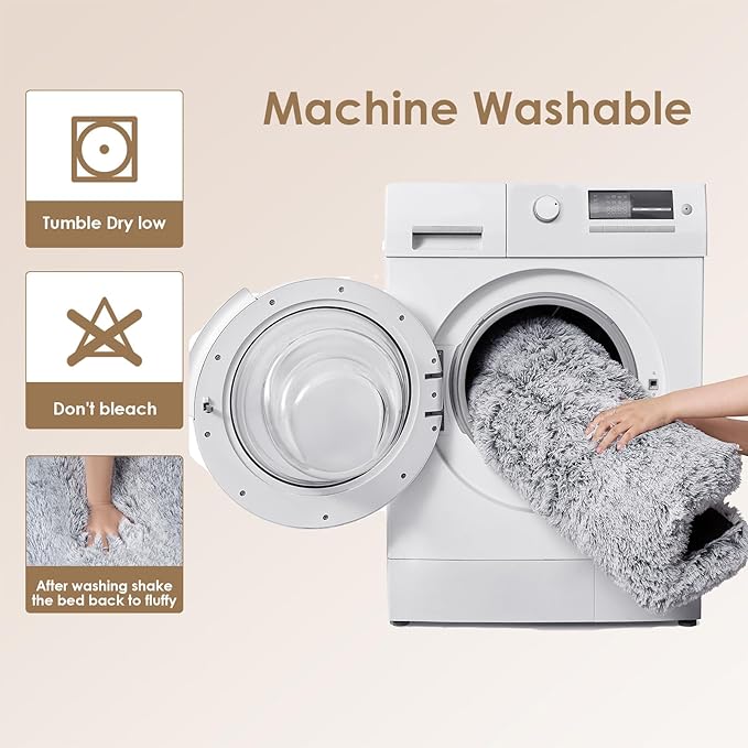 EHEYCIGA Fluffy XXL Dog Crate Pad, Plush Faux Fur Dog Bed for Extra Large Dogs, Calming Anti Anxiety XXL Dog Bed for Crate, Washable Soft Warm Dog Crate Mat with Non-Slip Bottom