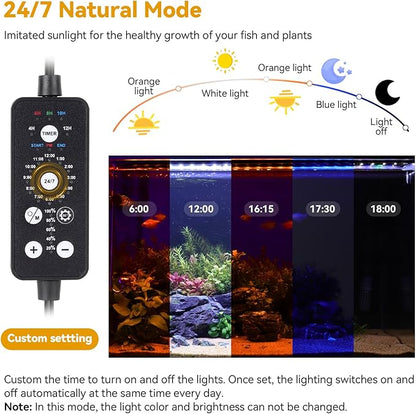 hygger 48W LED Aquarium Light, 48-54 Inch Fish Tank Light with Timer Auto On/Off, Sunrise Sunset Mode, Adjustable Brightness and Colors, Full Spectrum Light with Extendable Brackets for Freshwater