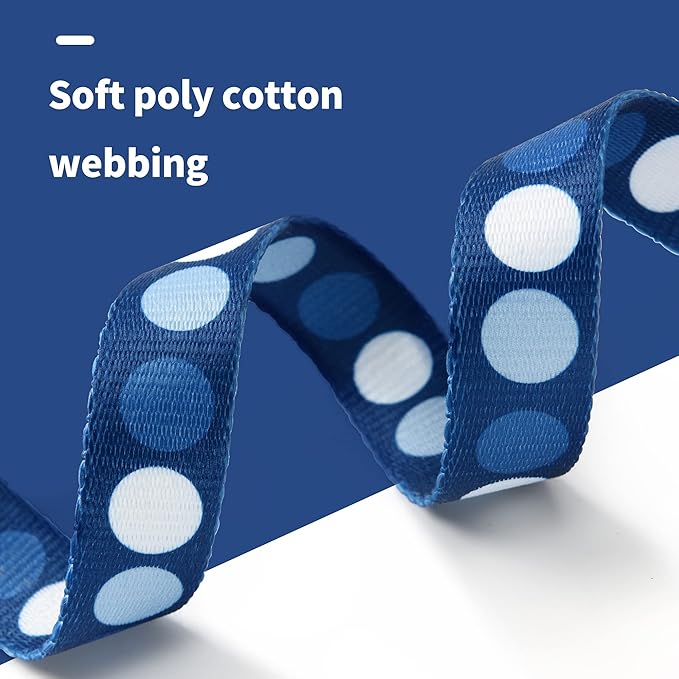 Mile High Life Dog Collar | Cute Puppy Collars | Lightweight Girl Dog Collar | Soft Boy Dog Collars | w Geometric Plaid Wave Line Pattern (Blue Dots, Small)