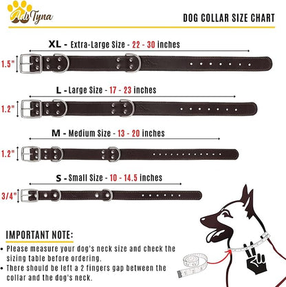 ADITYNA Heavy Duty Leather Dog Collar for Large Dogs - Soft and Strong Leather Dog Collar for Walking and Training (Large: Fit 17" - 23" Neck, Black)