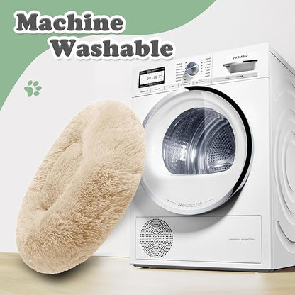 JOLLYVOGUE Dog Beds, Calming Small Dog Bed, Anti-Anxiety Dog Bed for Small Dogs, Fluffy Donut Dog Bed, Cozy Dog Cat Cushion Bed for Small Medium Dogs (24")