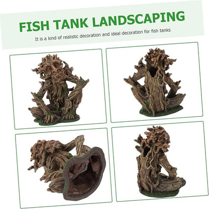 Zerodeko Fish Tank Tree Trunk Decoration, Aquarium Tree face décor Ornaments for Fish Tank, Resin Old Man Figurine for Freshwater Saltwater, Aquarium Betta Fish Decoration
