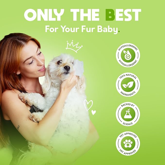 Lick-Safe Pet Wipes for Dogs & Cats - Vet-Approved & Hypoallergenic - Cleans Mud, Odors & Dander - Feline & Dog Wipes for Paws, Face & Butt - Earth-Friendly & Unscented Cat Cleaning - Pack of 200