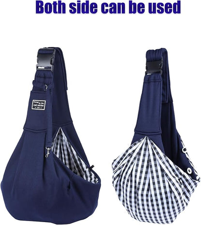 Dog Slings for Small Dogs,Adjustable Puppy Cat Sling Mesh Hands Free Chest Bag Escape Proof for Small Pet 10lbs Daily Walk,Outdoor Activity (Blue)