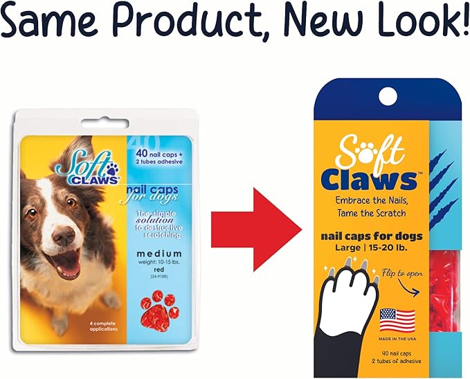 Soft Claws Dog and Cat Nail Caps Take Home Kit, Large, Sparkle Gold