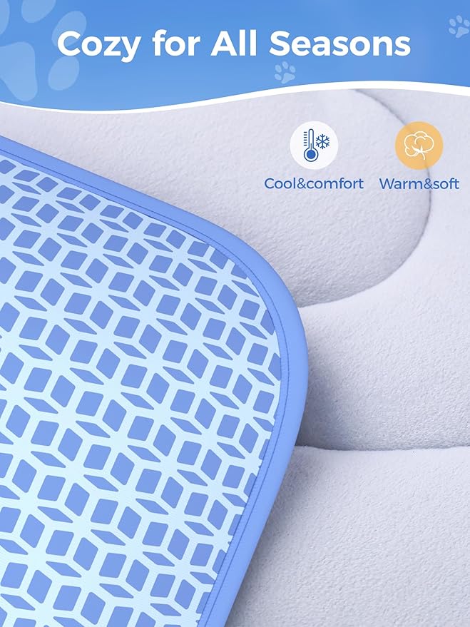 Rywell Dog Cooling Mat,30 * 20 Super Thick & Comfortable Cooling Mat for Dog with Arc-Chill 3.0 & PCM Tech(Q-Max>0.5), Endothermic Color Changing&Dual Sided for All-Year Use, Portable for Pet Bed