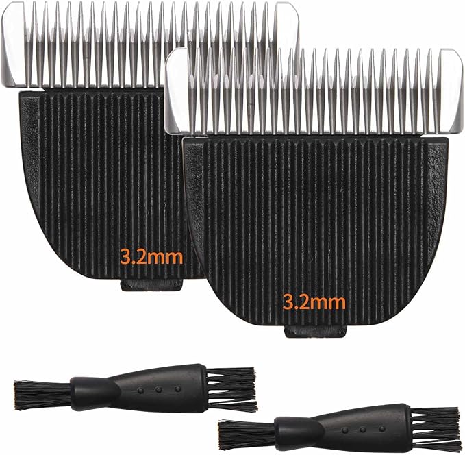 2 Pack Dog Grooming Replacement Blade Compatible with Oneisall Low Noise Dog Clippers, Dog Hair Vacuum Clipper Made of Ceramic Blade & Stainless Steel Blade Size3.2mm