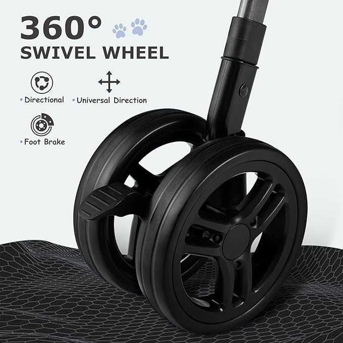 SWITTE Dog Stroller for Small Medium Dogs, Foldable Cat Pet Stroller with Reversible Handlebar, 4 Universal Wheels, Portable Puppy Dog Jogging Stroller with Waterproof Pad, Blue