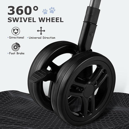 SWITTE Dog Stroller for Small Medium Dogs, Foldable Cat Pet Stroller with Reversible Handlebar, 4 Universal Wheels, Portable Puppy Dog Jogging Stroller with Waterproof Pad, Blue