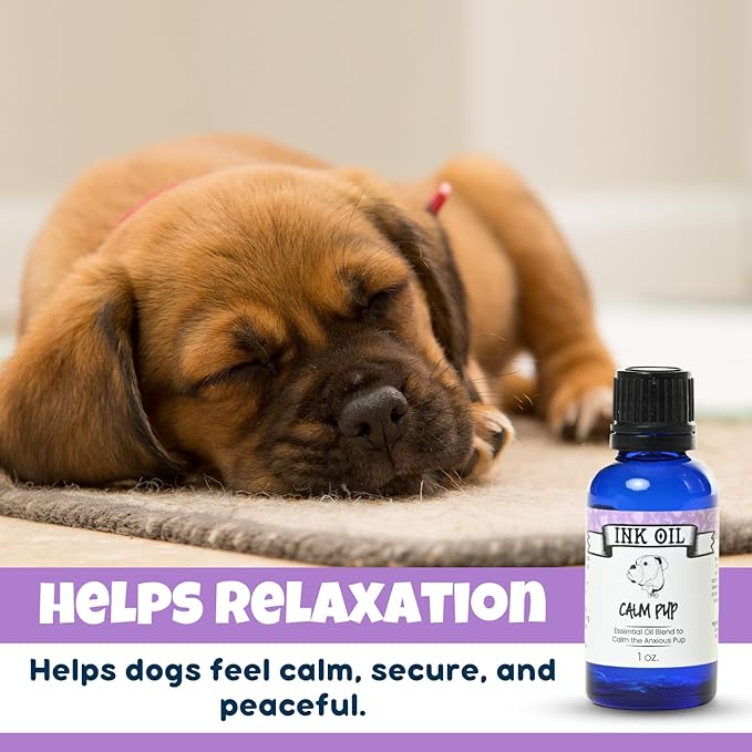 Pup Oils - Ink Oil | Dog Calming Supplement | Pet Health Vitamins Supplies| Liquid Drops | Anxiety Relief Oil | Aromatherapy Treatment | Vitamin Oils for Dogs