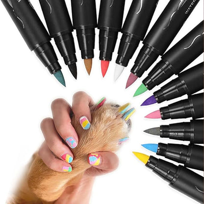 Dog Nail Polish Pens,12 Colors Dog Claw Care Nail Polish, Waterproof Acrylic Paint Pens, Quick Dry Dog Nail Markers for DIY Pet Nails