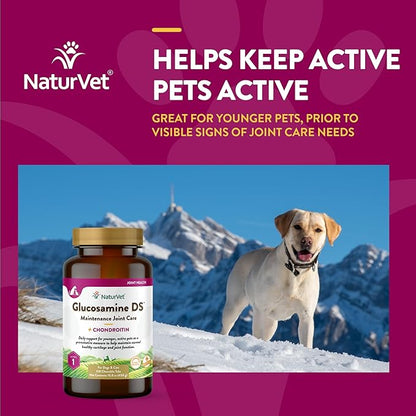 NaturVet Glucosamine DS Level 1 Maintenance Care Hip & Joint Support Pet Supplement for Dogs & Cats _lucosamine, Chondroitin, Antioxidants _upports Cartilage, Joint Function  150 Ct.