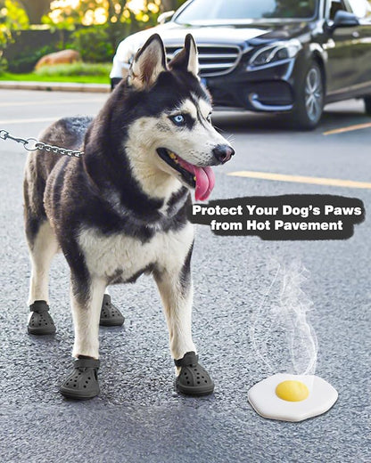 Dog Boots for Hot Pavement & Snow, Waterproof Non-Slip Dog Shoes with Reflective Straps, Adjustable Pet Booties for Small to Large Dogs, Outdoor Paw Protection, 4Pcs
