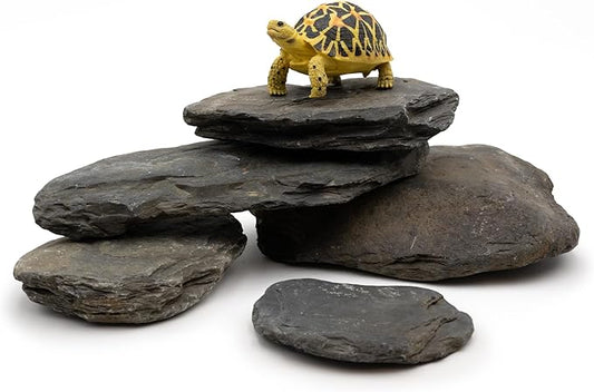Aquarium Stone Stream Turtle Platform Natural Slate 3-7 inches Fish Tank Rock for Aquarium Decoration and Shrimp Tanks and Amphibian & Reptile Terrariums (5lb)