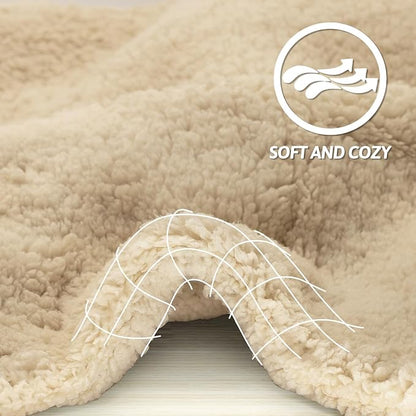 furrybaby Dog Blanket Soft Dog Blankets for Large Dogs Puppy Essentials Washable Sherpa Fleece Cat Blanket 40x47 Inches for Bed Furniture Couch Sofa (Large, Beige)