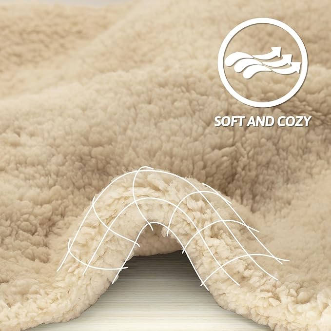 furrybaby Dog Blanket Soft Dog Blankets for Large Dogs Puppy Essentials Washable Sherpa Fleece Cat Blanket 41x65 Inches for Bed Furniture Couch Sofa (X Large, Beige)