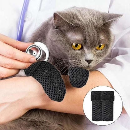 4 Pack Breathable Cat Shoes to Prevent Scratcning, Adjustable Only Cats Booties Mittens Socks (Grey, S)