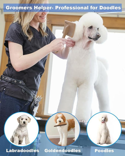 Dog Slicker Brush, Large Dog Brush, Professional Doodles Brush, for Poodles, Goldendoodles and Labradoodles, Easy to Remove Tangles, Mats and Fluff, Wood