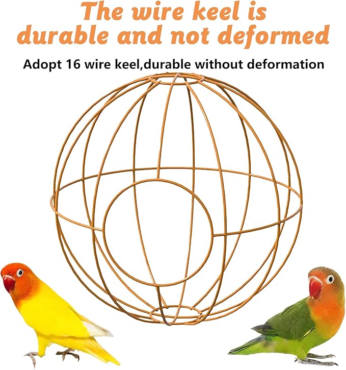 BNOSDM Rattan Bird Nest Parrot Nesting House Parakeet Nesting Soft Lovebird Warm Bed Sleeping for Parrots Bird Cage Accessories for Cockatiels Budgerigars Finches Canaries (G-Hole Style)