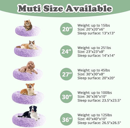 JOLLYVOGUE Dog Beds, Calming Small Dog Bed, Anti-Anxiety Dog Bed for Small Dogs, Fluffy Donut Dog Bed, Cozy Dog Cat Cushion Bed for Small Medium Dogs and Cats (20")