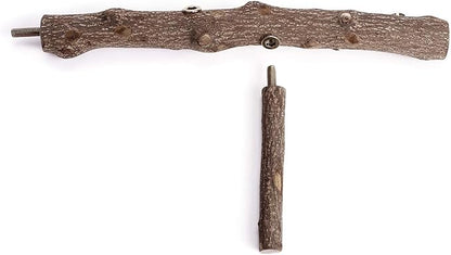 CozyCabin Bird Perch Stand Natural Wood Cage Perch Bird Cage Accessorie Toys Standing Rack for Cockatiels, Parakeets, Macaw, Small Birds Exercise Training