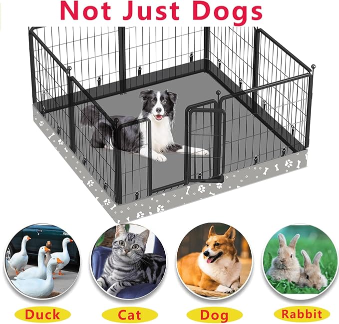 Dog Playpen Square Bottom Pad Fits for 48 Inch 8 Panels Metal Exercise Pet Playpen, Dog Crate Pad Puppy Playpen Pad, Elastic Buckles Connections.(Note: Playpen Not Included) -Gray