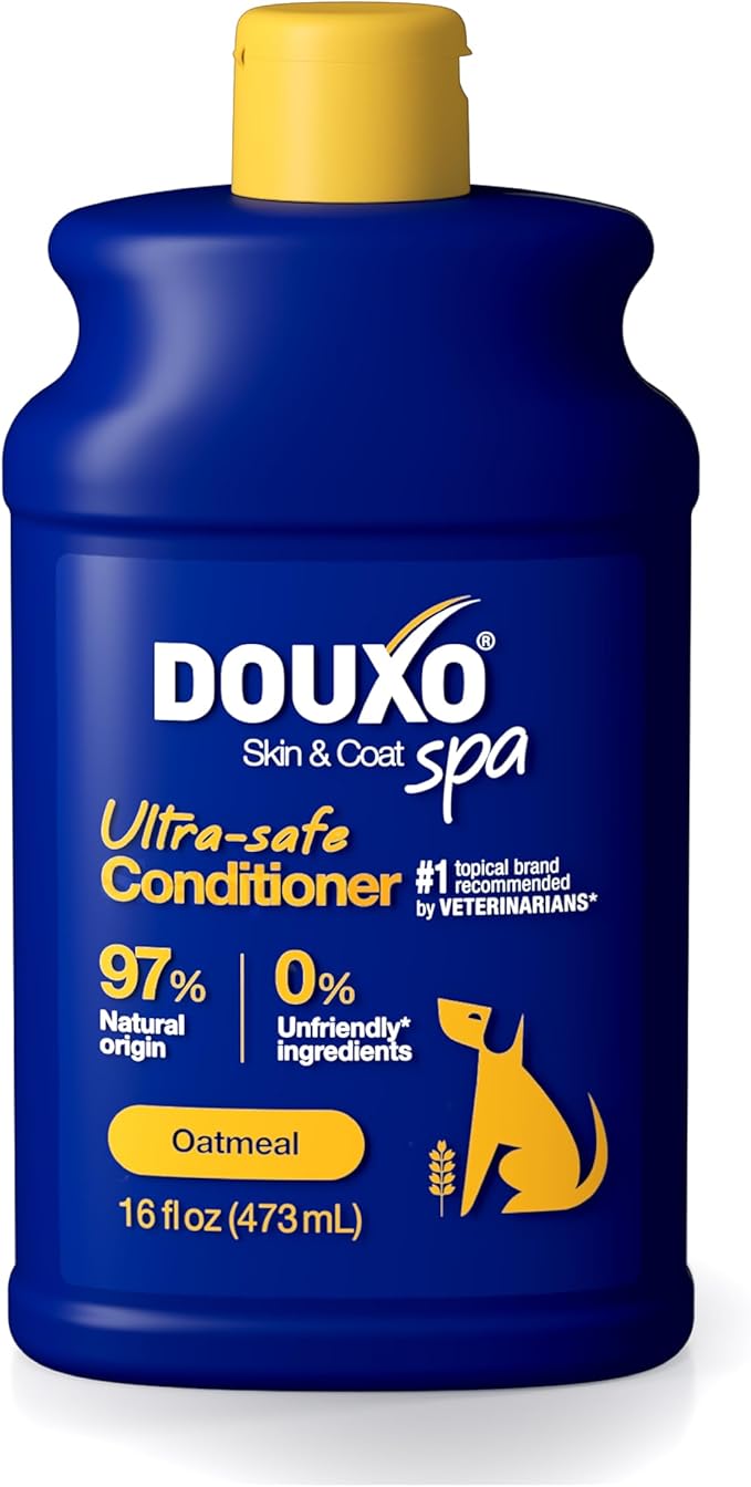 DOUXO® Skin & Coat SPA - Ultra-Safe Oatmeal Dog Conditioner, 16 fl oz, Safely Detangles, Revives The Coat and Moisturizes The Skin, Leaves The Coat Soft, Silky and Radiant, Skin-Friendly Formula