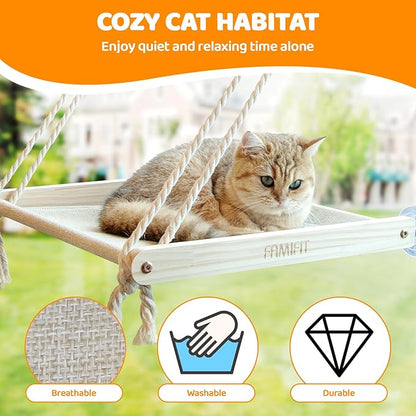 Cat Window Perch, Easy to Assemble Hammock for Window, Indoor/Outdoor Cat Seat/Bed Supports 40 lbs (Drilling-Free), 1 Pack